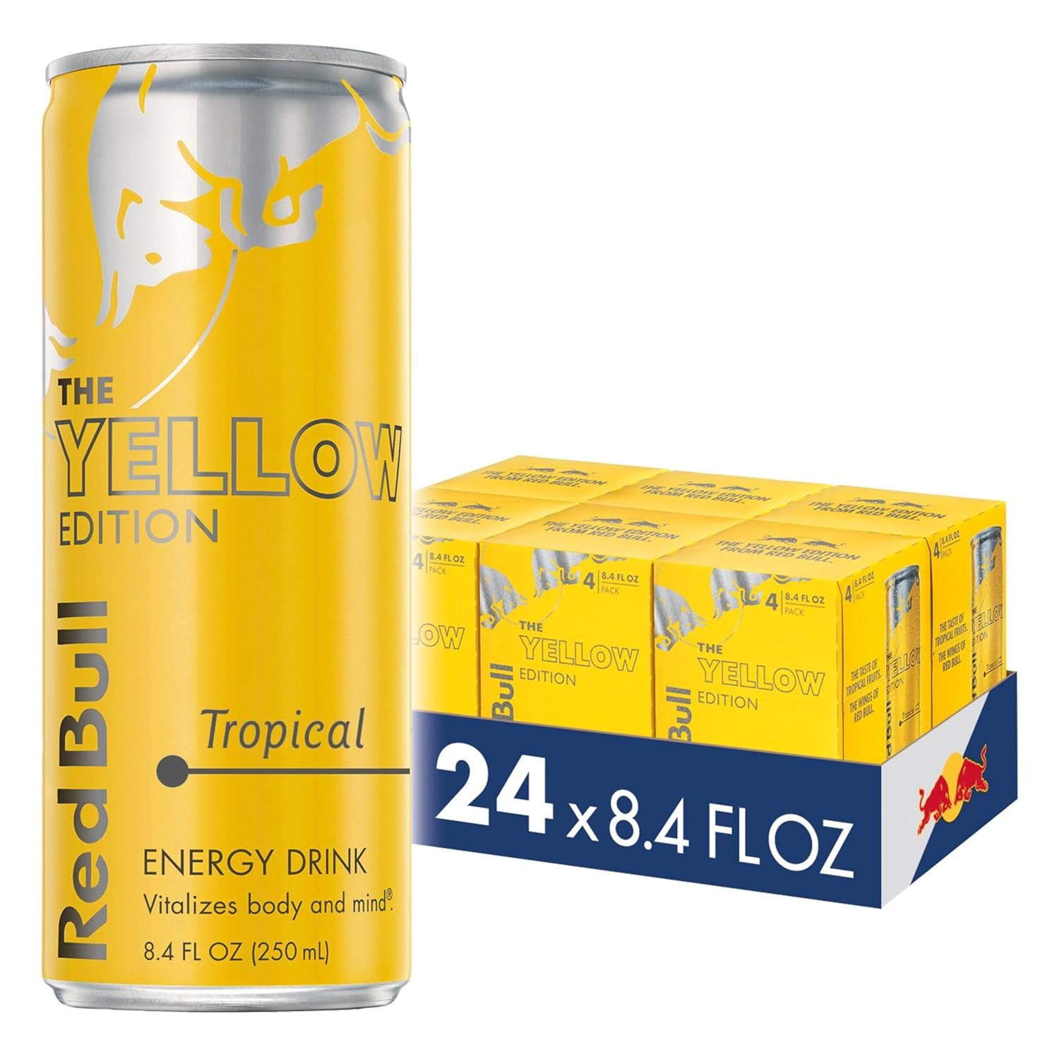 Red Bull Yellow Edition Tropical Energy Drink, 8.4 Fl Oz, 24 Cans (6 Packs of 4)-0