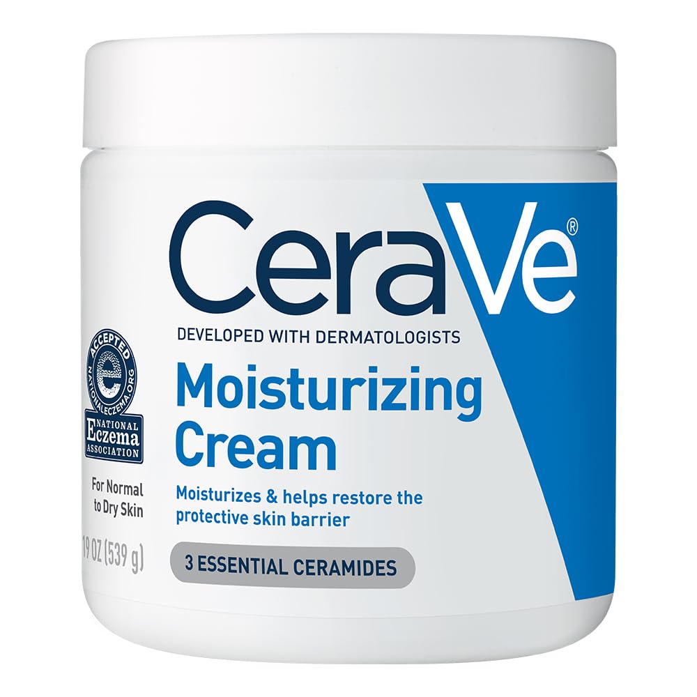 CeraVe Moisturizing Cream | Body and Face Moisturizer for Dry Skin | Body Cream with Hyaluronic Acid and Ceramides | Daily Moisturizer | Oil-Free | Fragrance Free | Non-Comedogenic | 19 Ounce-0