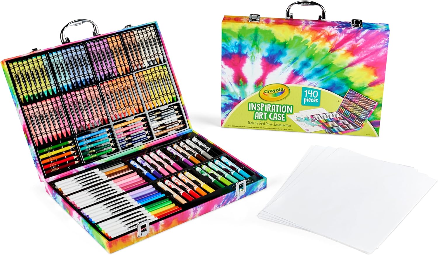 Crayola Inspiration Art Case Coloring Set - Tie-Dye (140ct), Art Set For Kids, Kids Art Supplies, Holiday Gift for Girls & Boys, Ages 5, 6, 7 [Amazon Exclusive]-1