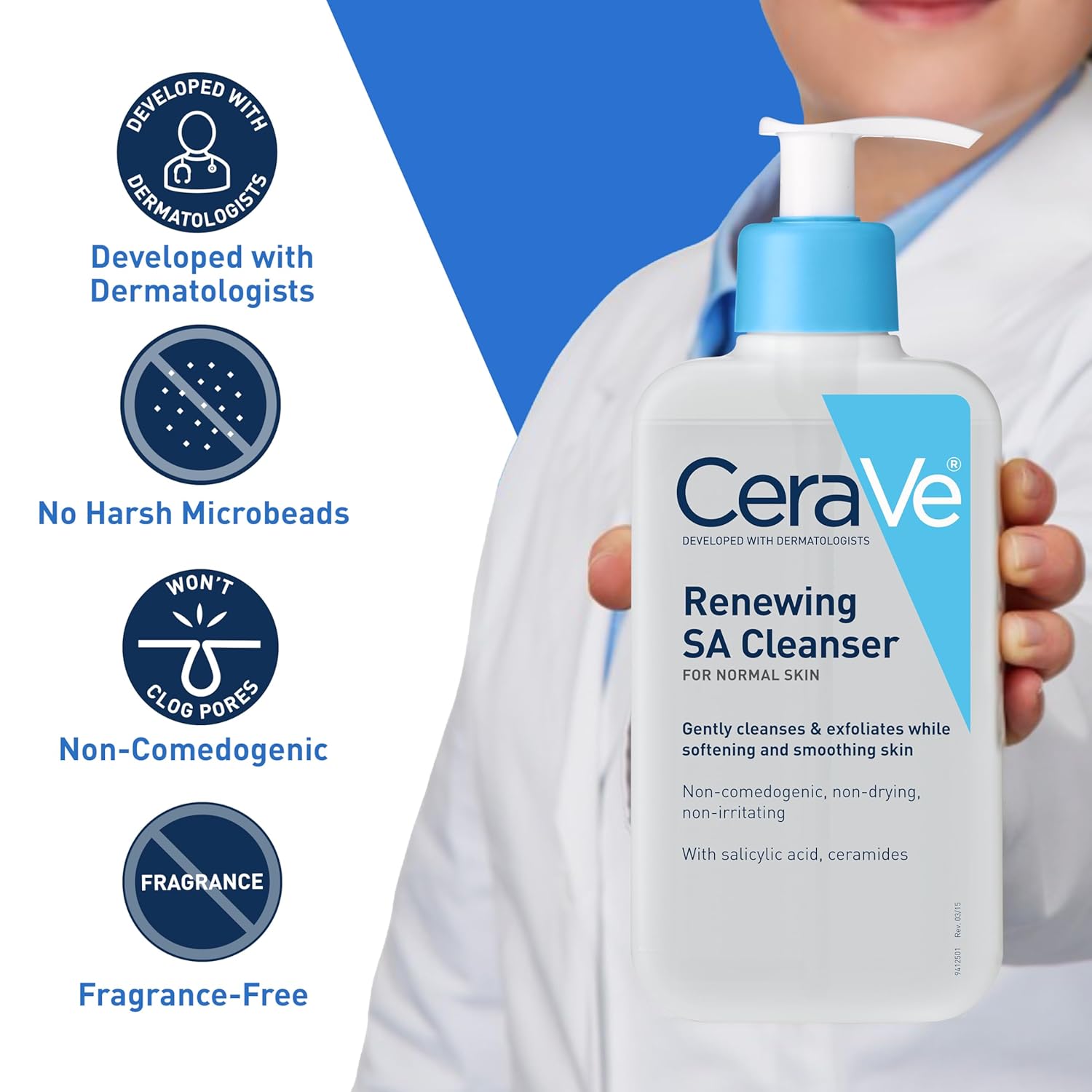 CeraVe SA Cleanser | Salicylic Acid Cleanser with Hyaluronic Acid, Niacinamide & Ceramides| BHA Exfoliant for Face | Fragrance Free Non-Comedogenic | 8 Ounce-2