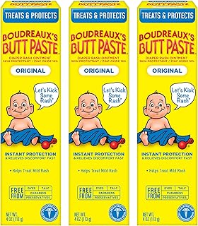 Original Boudreaux's Butt Paste Diaper Rash Ointment, 4 Oz, 3 Pack