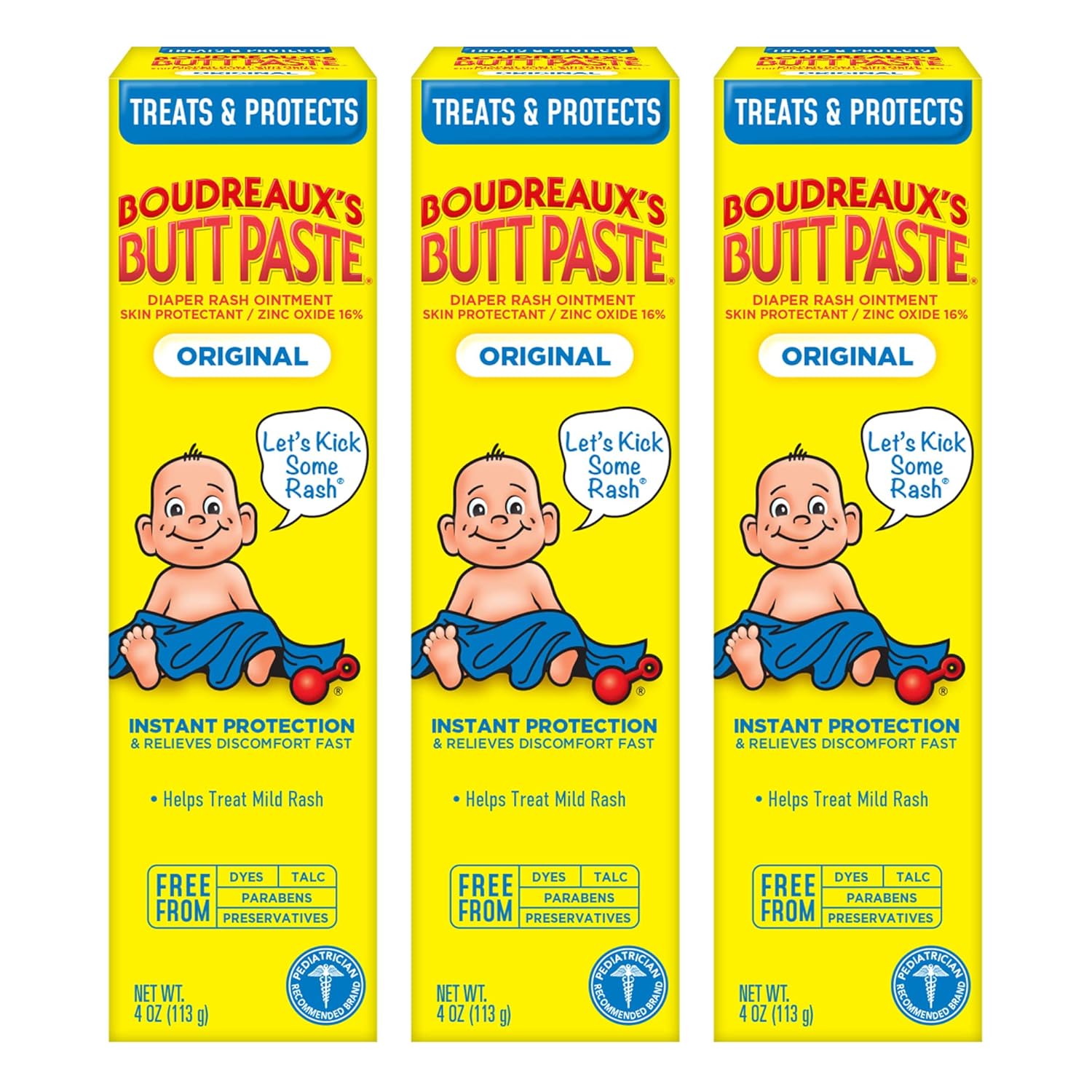 Original Boudreaux's Butt Paste Diaper Rash Ointment, 4 Oz, 3 Pack-0