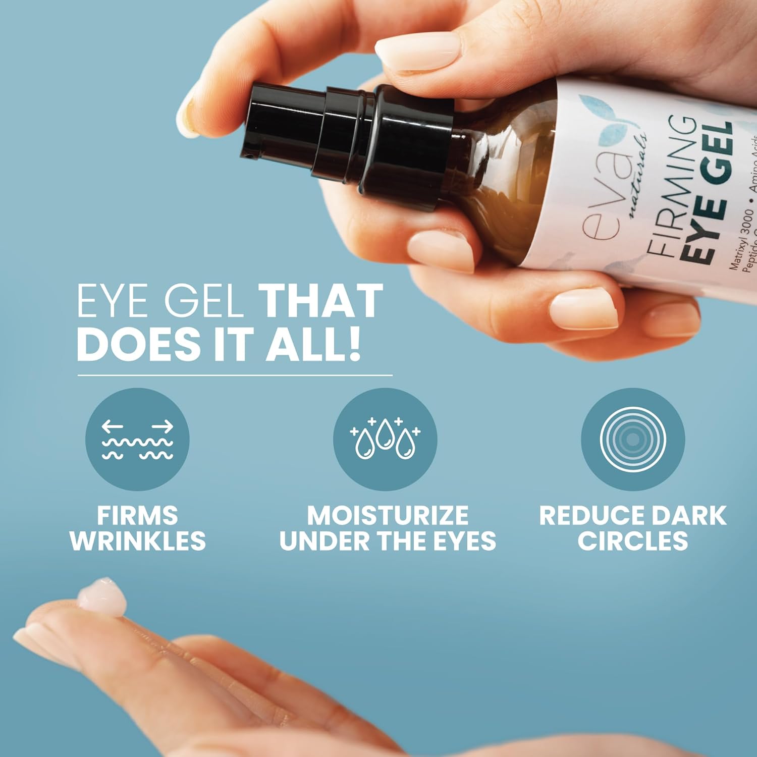 Anti-Aging Eye Gel - Luxurious Hydrating Under Eye Cream For Dark Circles and Puffiness, Bags, Crows Feet, Wrinkles - With Hyaluronic Acid & Skin-Firming Peptides Eye Serum (2 oz.)-1