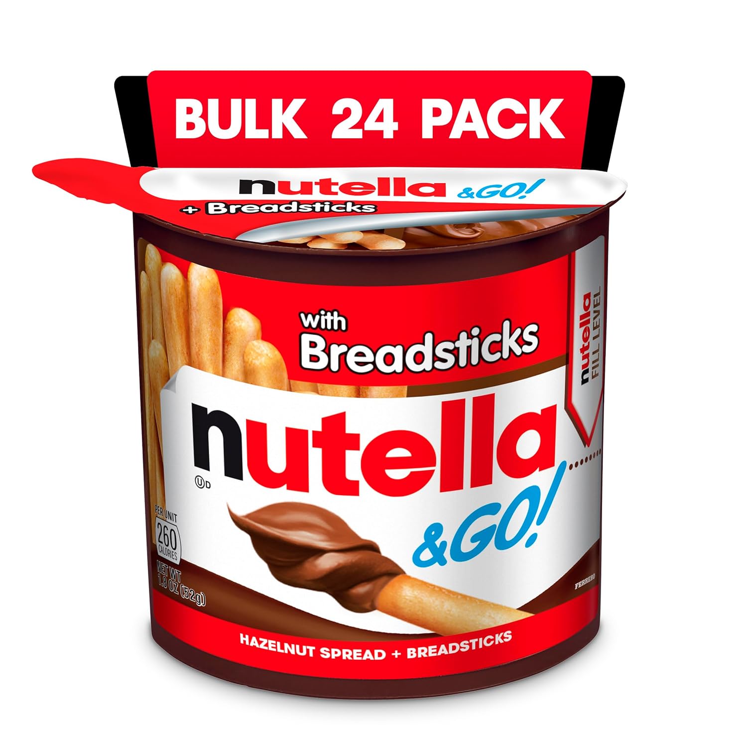 Nutella & GO! Bulk 24 Pack, Hazelnut and Cocoa Spread with Breadsticks, Snack Cups, 1.8 oz Each-0