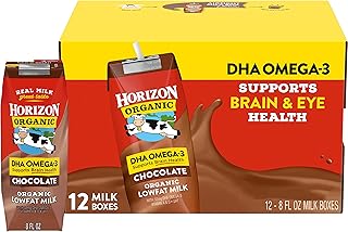 Horizon Organic Shelf-Stable 1% Lowfat Milk Boxes with DHA Omega-3, Chocolate, 8 Fl Oz, Pack of 12