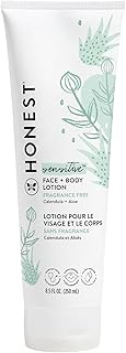 The Honest Company Hydrating Face + Body Lotion | Fast Absorbing, Naturally Derived, Hypoallergenic | Fragrance Free Sensitive, 8.5 fl oz