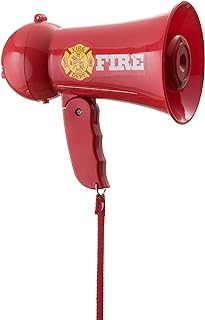 Dress Up America Firefighter Megaphone For Kids - Red Fireman Megaphone Bullhorn With Siren Sound