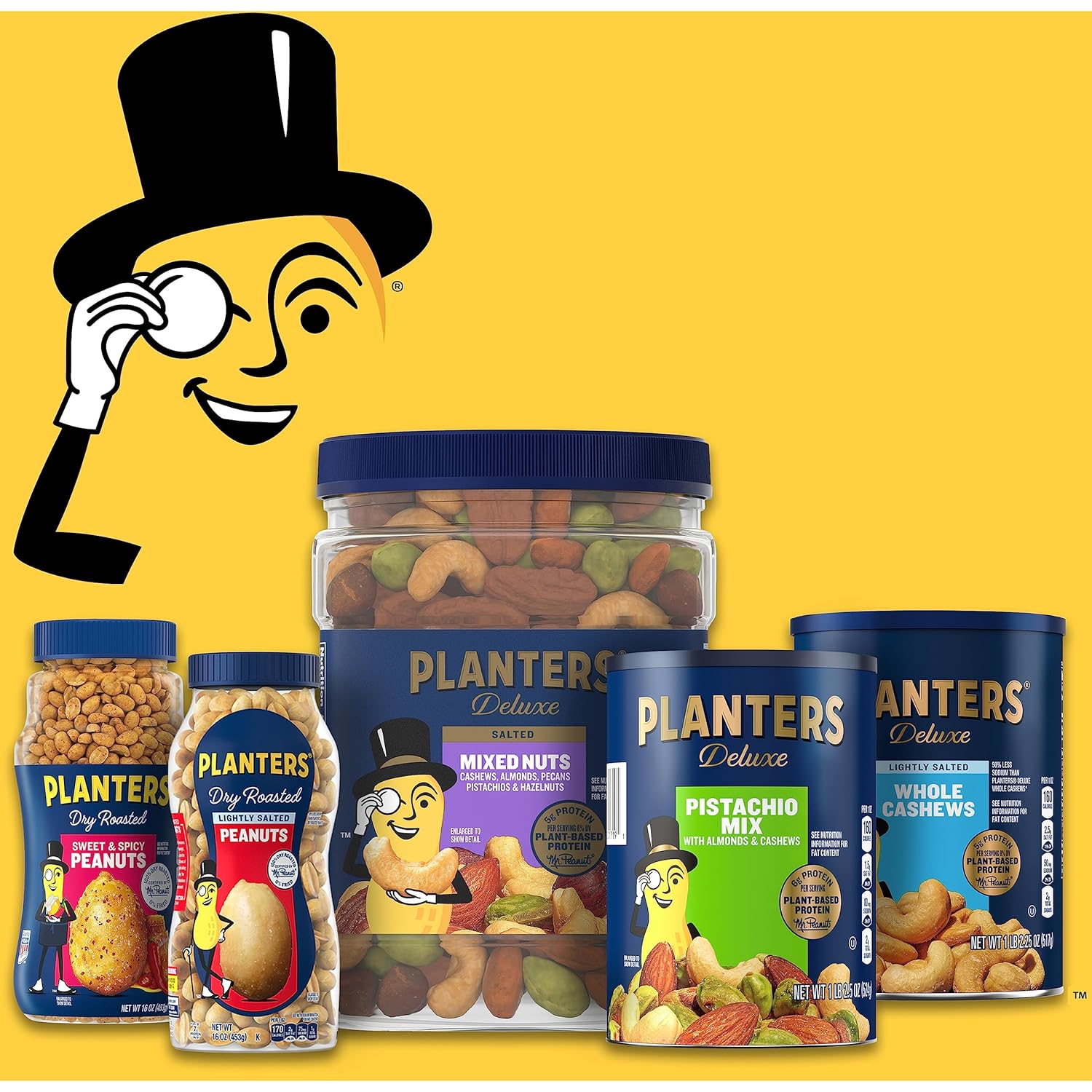 PLANTERS Deluxe Lightly Salted Mixed Nuts, Almonds, Cashews, Brazil Nuts, Pistachios and Pecans, Party Snacks, Plant-Based Protein, Quick Snack for Adults, After School Snack, 15.25oz Canister-5