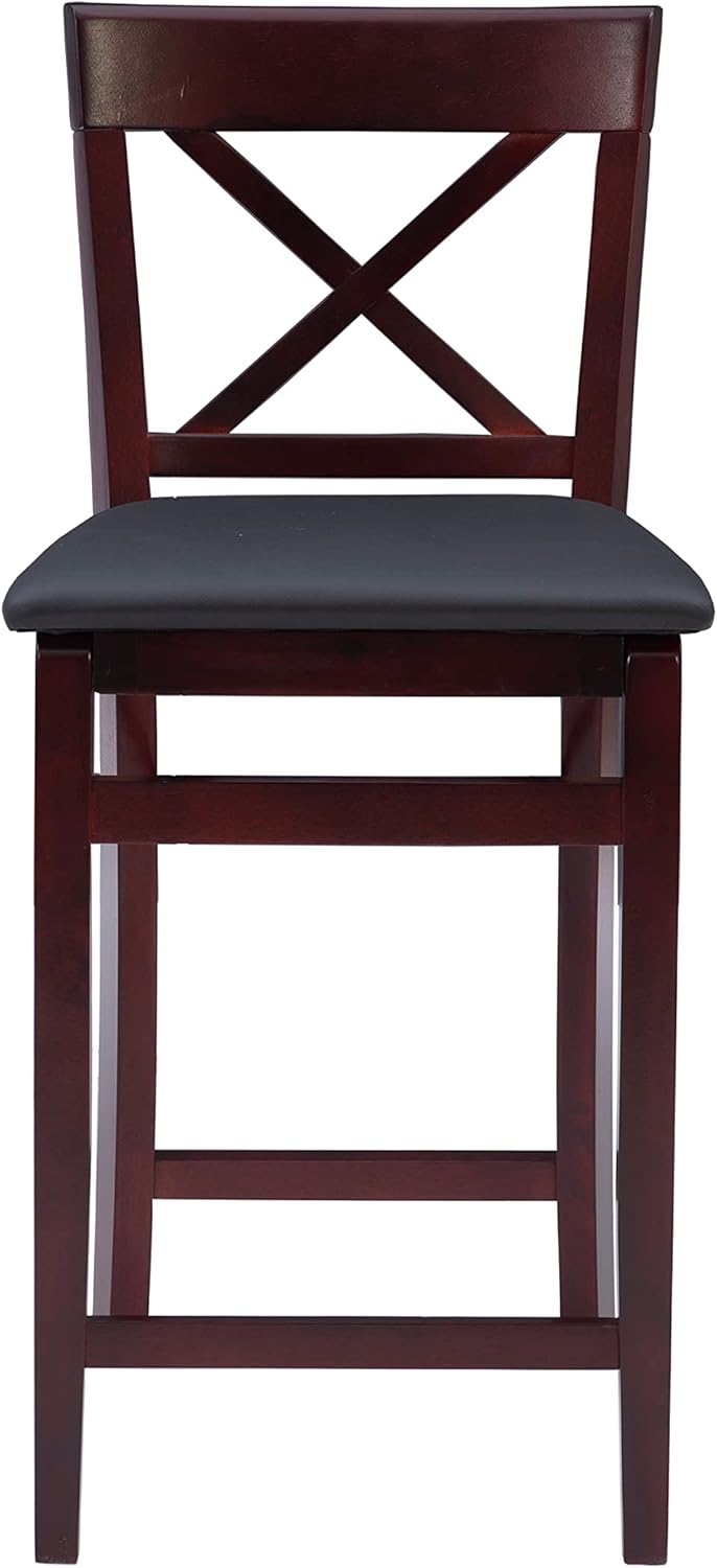 Linon Triena X Back Folding Counter Stool, Brown-11