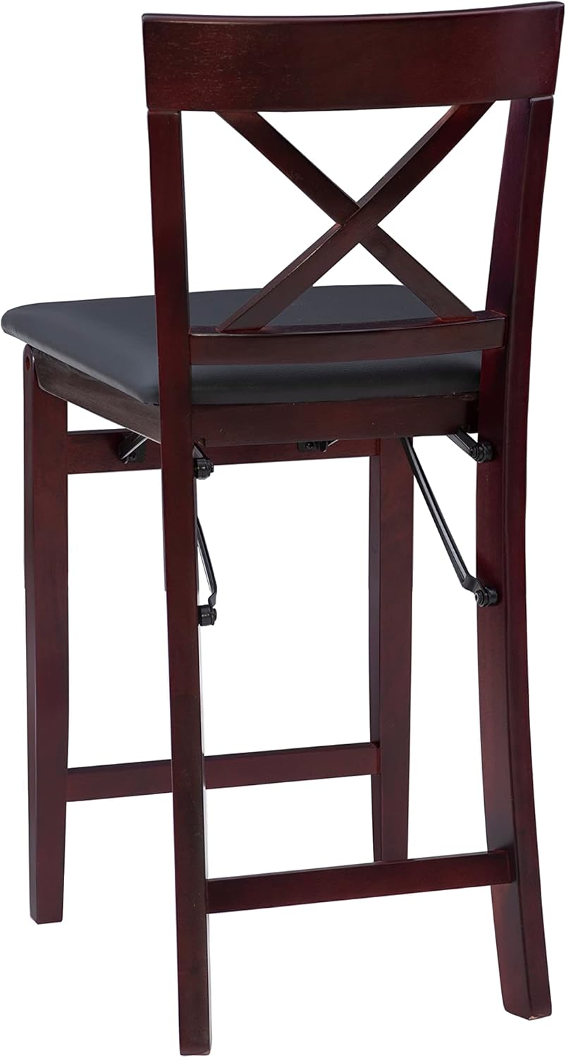 Linon Triena X Back Folding Counter Stool, Brown-13