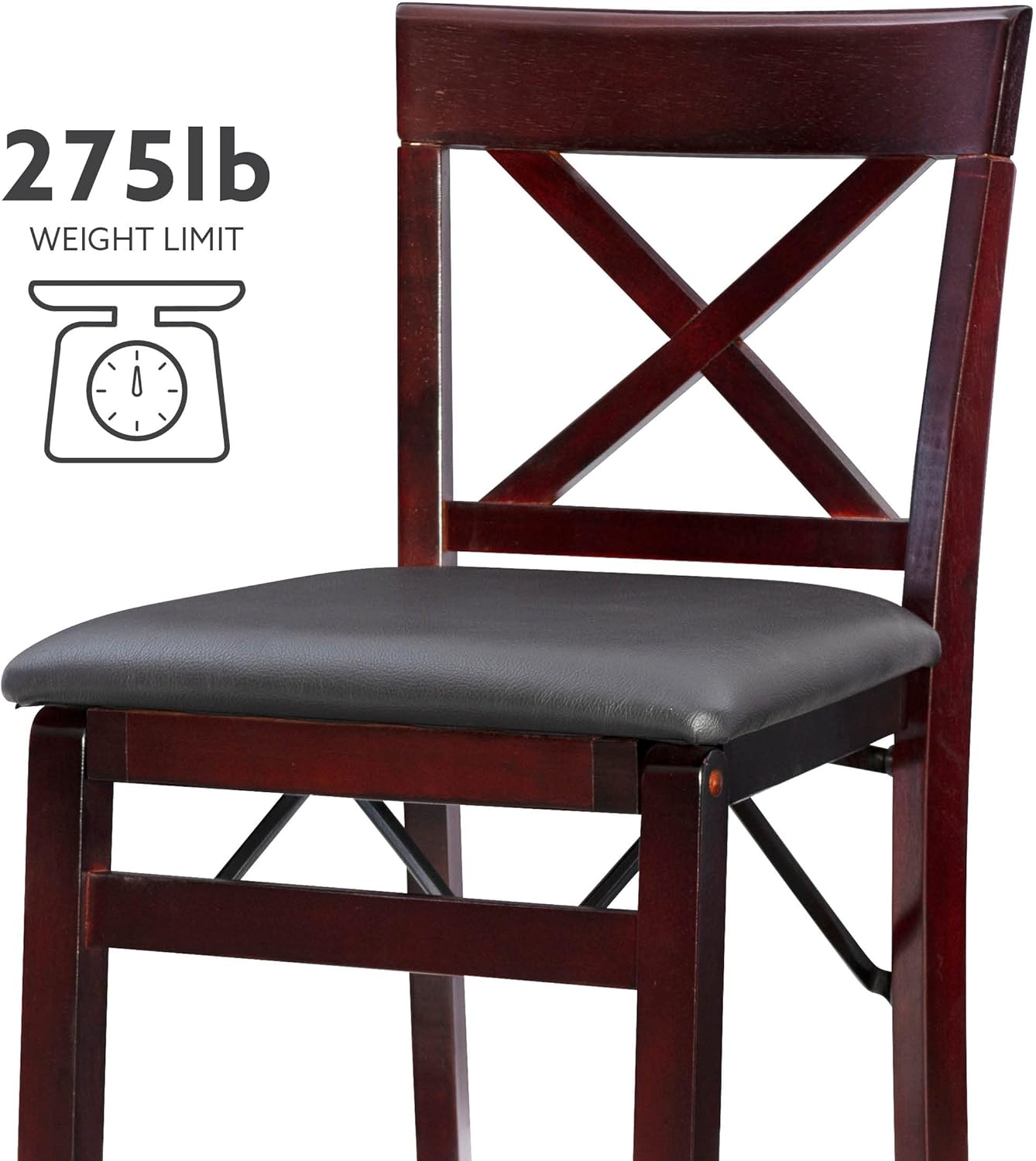 Linon Triena X Back Folding Counter Stool, Brown-3