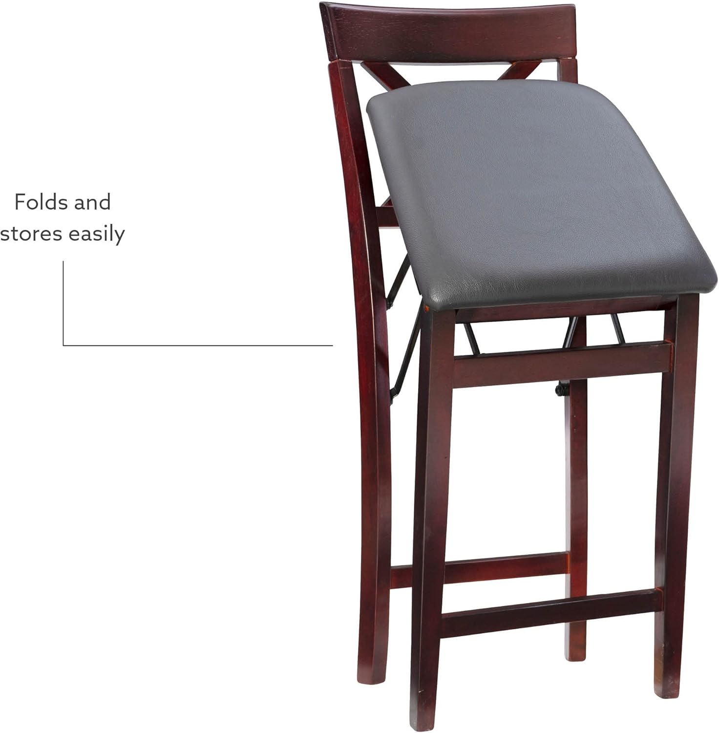 Linon Triena X Back Folding Counter Stool, Brown-6