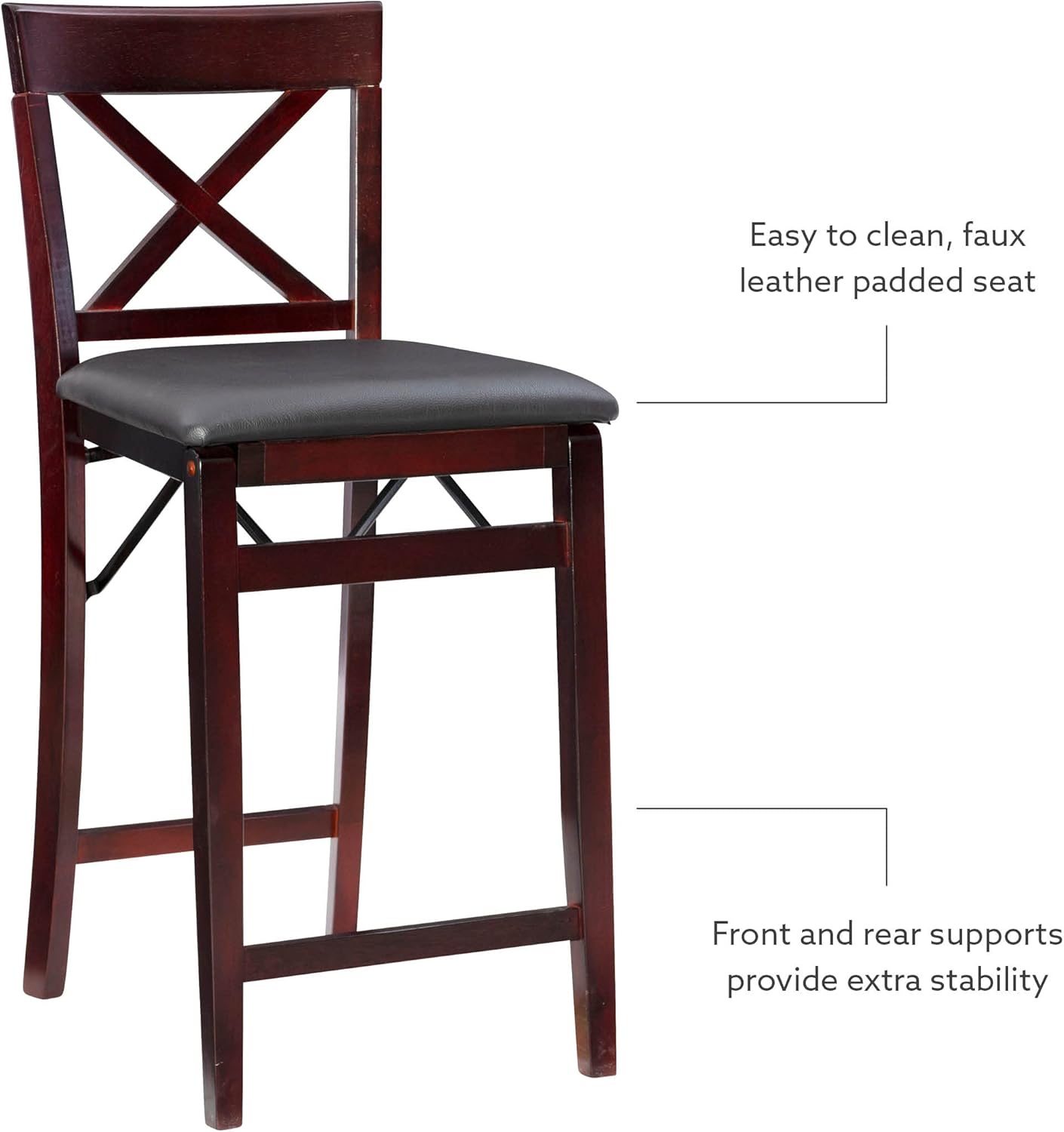 Linon Triena X Back Folding Counter Stool, Brown-7