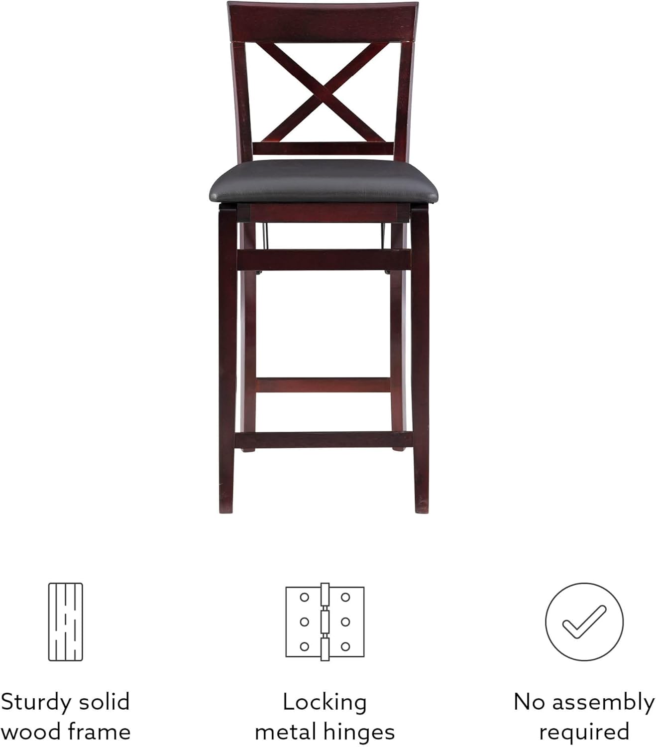 Linon Triena X Back Folding Counter Stool, Brown-8