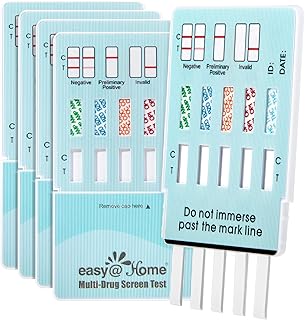 Easy@Home Multi-Drug Screen Test: Testing Amphetamine Oxazepam Cocaine Morphine Cannabinoids Home Urine Drug Testing Kits - #EDOAP-754 (5 Pack)