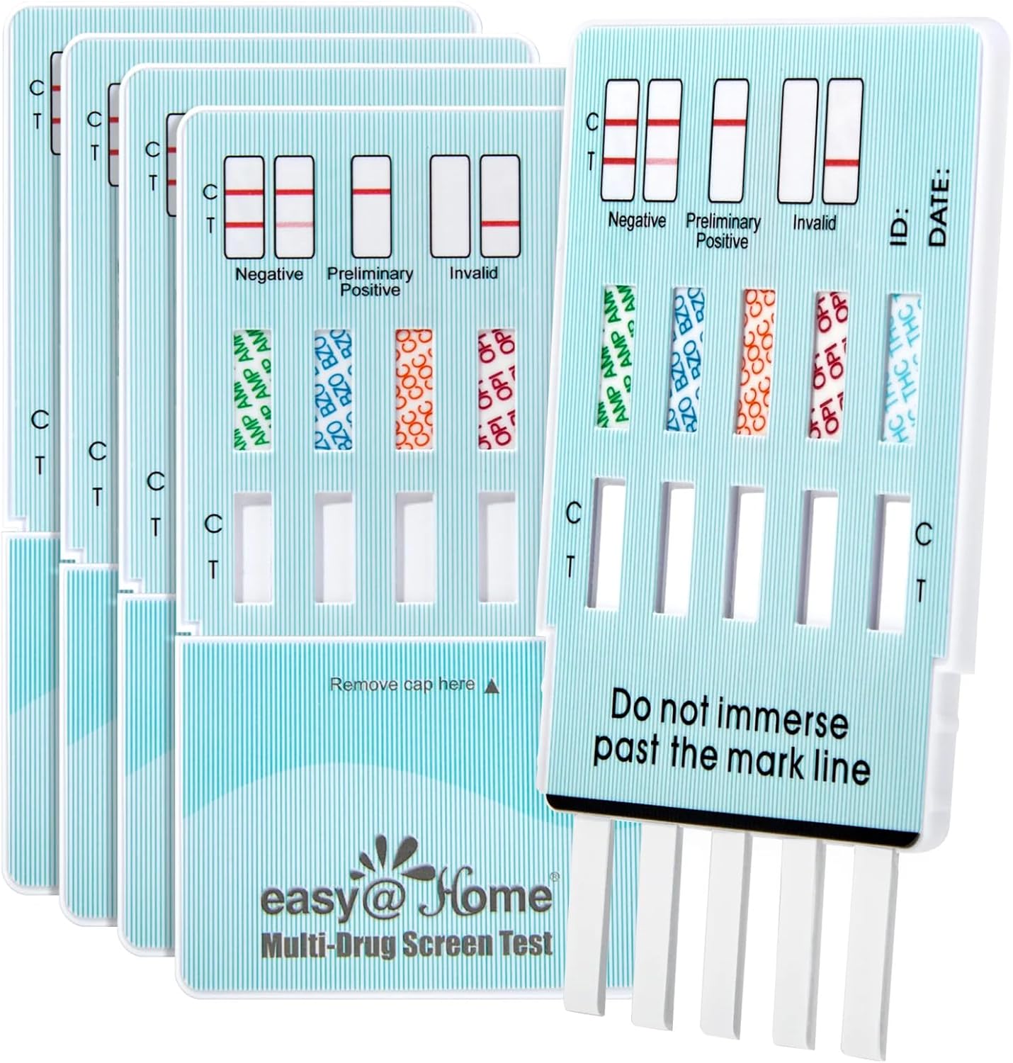 Easy@Home Multi-Drug Screen Test: Testing Amphetamine Oxazepam Cocaine Morphine Cannabinoids Home Urine Drug Testing Kits - #EDOAP-754 (5 Pack)-0