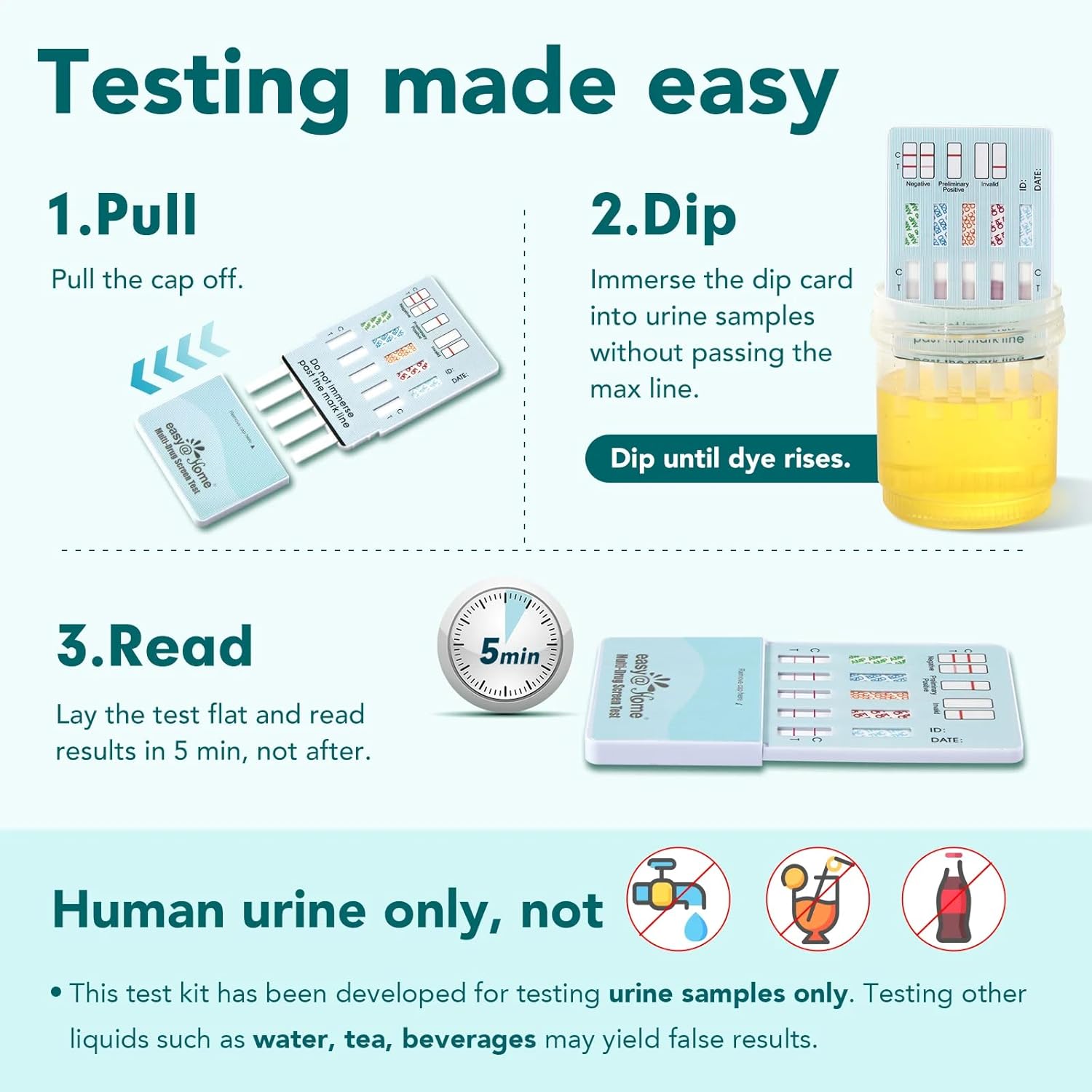 Easy@Home Multi-Drug Screen Test: Testing Amphetamine Oxazepam Cocaine Morphine Cannabinoids Home Urine Drug Testing Kits - #EDOAP-754 (5 Pack)-1