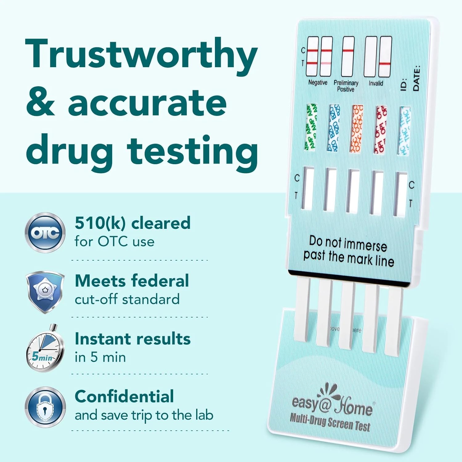 Easy@Home Multi-Drug Screen Test: Testing Amphetamine Oxazepam Cocaine Morphine Cannabinoids Home Urine Drug Testing Kits - #EDOAP-754 (5 Pack)-3