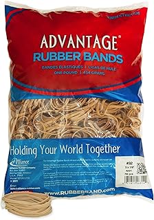 Alliance Rubber 26324 Advantage Rubber Bands Size #32, 1 lb Bag Contains Approx. 700 Bands (3" x 1/8", Natural Crepe) , Beige