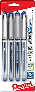 Pentel® EnerGel™ NV Rollerball Pens, Medium Point, 0.7 mm, Blue Ink, Pack Of 4