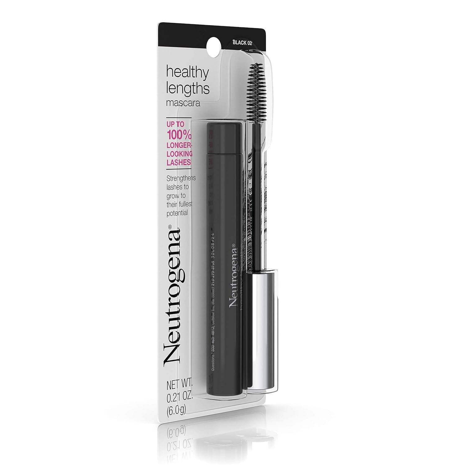 Neutrogena Healthy Lengths Mascara for Stronger, Longer Lashes, Clump-, Smudge- and Flake-Free Mascara with Olive Oil, Vitamin E and Rice Protein, Black 02,.21 oz-4