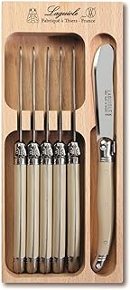 Laguiole Set of 6 Stainless Steel Butter Knives with Ivory Coloured Handle in Box