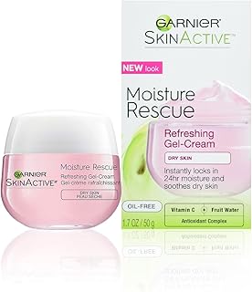 Garnier SkinActive Moisture Rescue Refreshing Gel-Cream for Dry Skin, Oil-Free, 1.7 Oz (50g), 1 Count (Packaging May Vary)