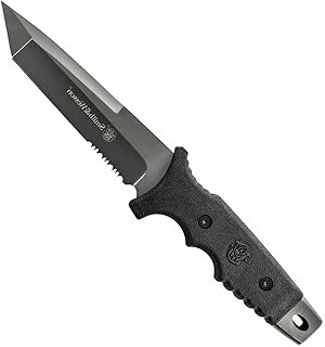 Smith & Wesson 10.6in High Carbon S.S. Fixed Blade Knife with 5.2in Tanto Blade and TPE Handle for Outdoor, Tactical, Survival and EDC