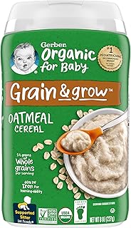 Gerber Baby Cereal Organic 1st Foods, Grain & Grow, Oatmeal, 8 Ounces (Pack of 6)