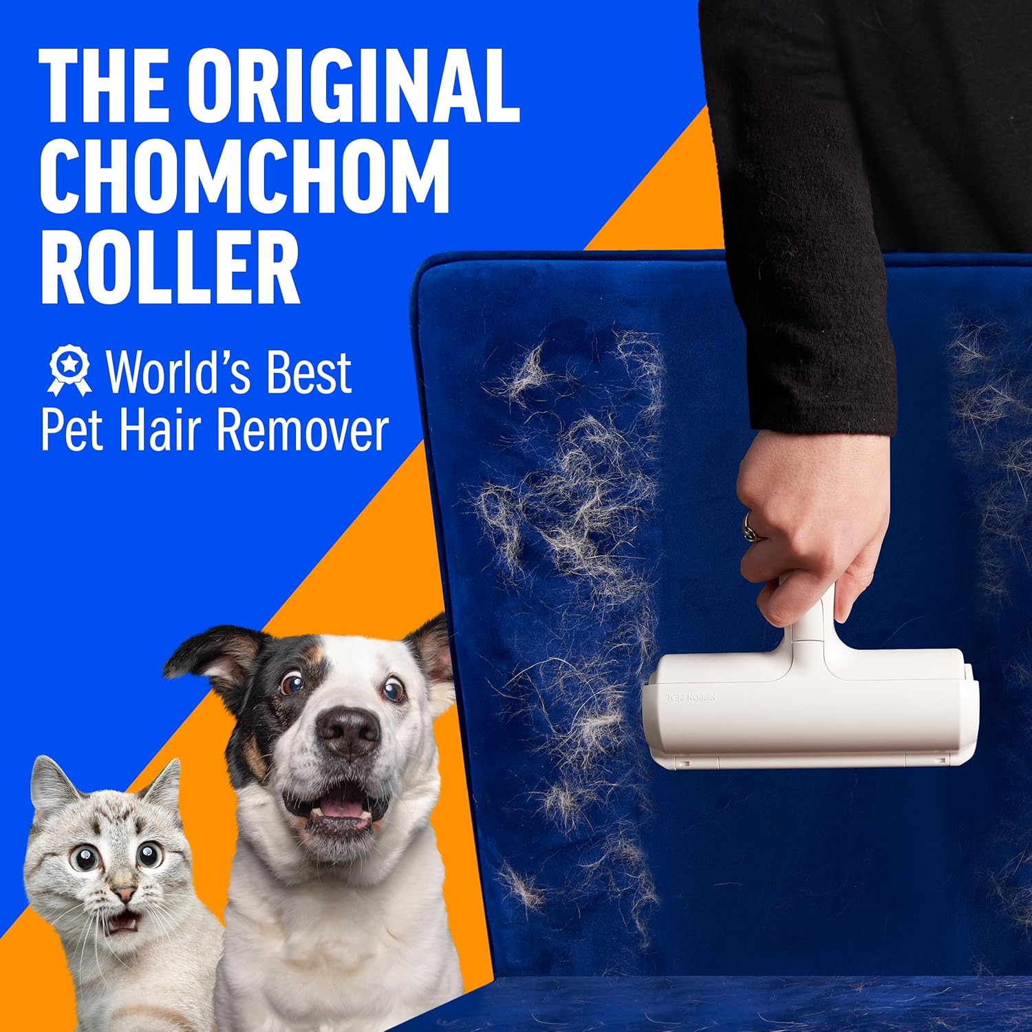 Chom Chom Roller Pet Hair Remover and Reusable Lint Roller - ChomChom Cat and Dog Hair Remover for Furniture, Couch, Carpet, Clothing and Bedding - Portable, Multi-Surface Fur Removal Tool-1