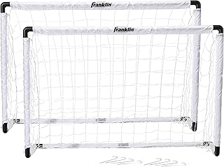 Franklin Sports Kids Soccer Goal Set - Portable Backyard Youth Soccer Goals - 2 Mini Soccer Goals with Ground Stakes - 54" x 36",Black