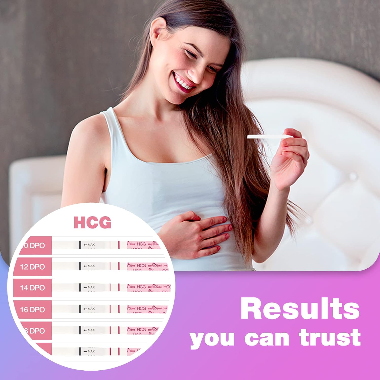 Easy@Home Ovulation Test Strips and Pregnancy Test Strips Combo Kit, Package May Vary (100LH+20HCG)-2