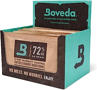 Boveda 72% Two-Way Humidity Control Packs For Wood Humidifier Boxes – 12 Pack – Moisture Absorbers – Humidifier Packs – Individually Wrapped Hydration Packets