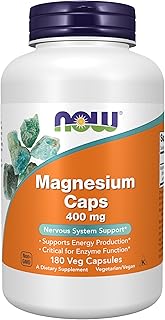 NOW Foods Supplements, Magnesium 400 mg, Enzyme Function*, Nervous System Support*, 180 Veg Capsules