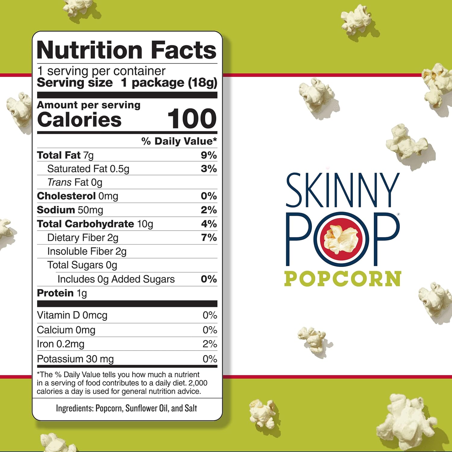 SkinnyPop Popcorn, Gluten Free, Dairy Free, Non-GMO, Healthy Snacks, Skinny Pop Original Popcorn Snack Packs, 0.65oz Individual Size Snack Bags (6 Count)-6