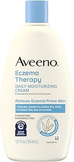 Aveeno Eczema Therapy Daily Moisturizing Cream for Sensitive Skin, Soothing Eczema Relief Cream for Itchy, Dry Skin, Fragrance-Free Itch Cream, 12 FL OZ