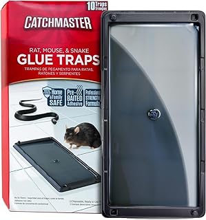 Catchmaster Glue Mouse Traps Indoor for Home 10PK, Bulk Traps for Mice and Rats, Pre-Baited Adhesive Plastic Trays for Inside House, Snake, Lizard, Insect, & Spider Traps, Pet Safe Pest Control