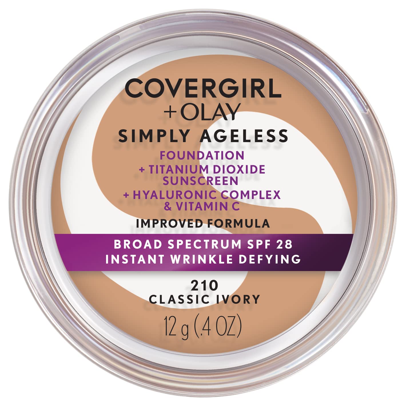 COVERGIRL+OLAY Simply Ageless Instant Wrinkle-Defying Foundation, 210 Classic Ivory, 0.44 Fl Oz (Pack of 1)-0