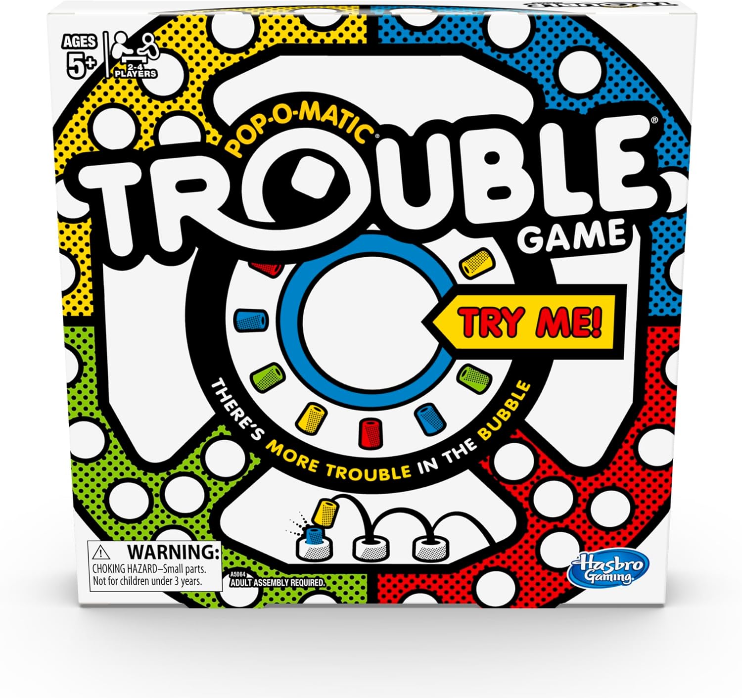 Hasbro Gaming Trouble Board Game for Kids Ages 5 and Up 2-4 Players (Packaging may vary)-0