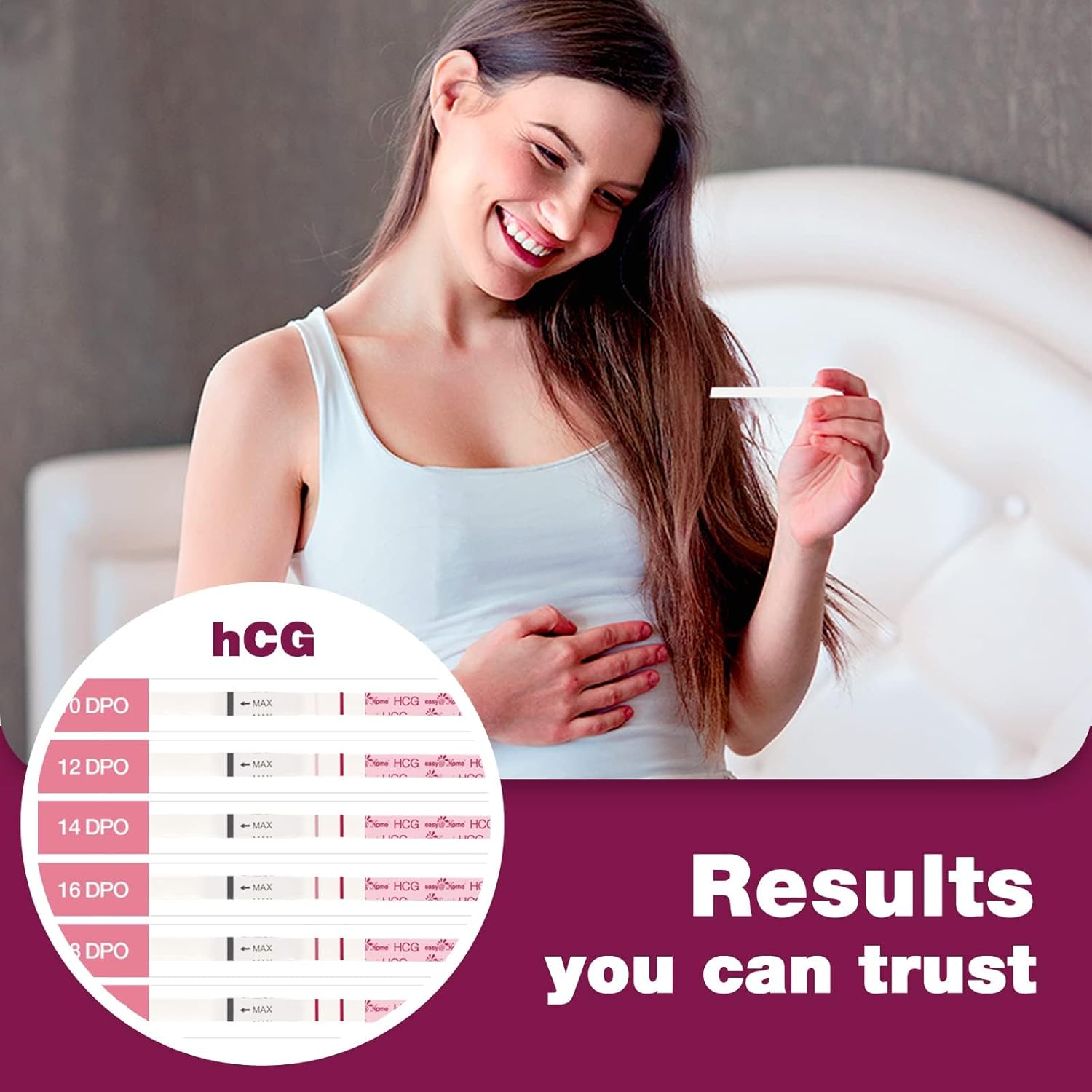 Easy@Home Pregnancy Test Strips Kit, 20 Pack Early Detection hCG Tests - Bulk Pregnancy Strips - Powered by Premom APP-2