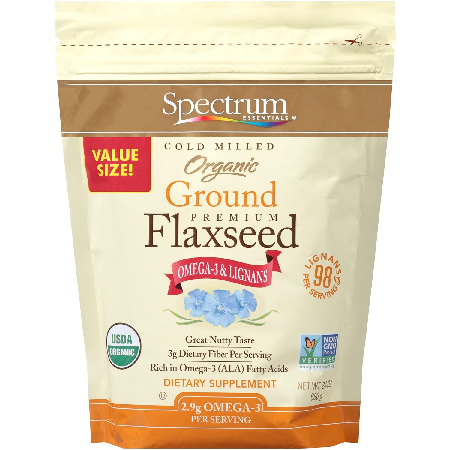 Spectrum Essentials Organic Ground Premium Flaxseed, 24 Oz-0