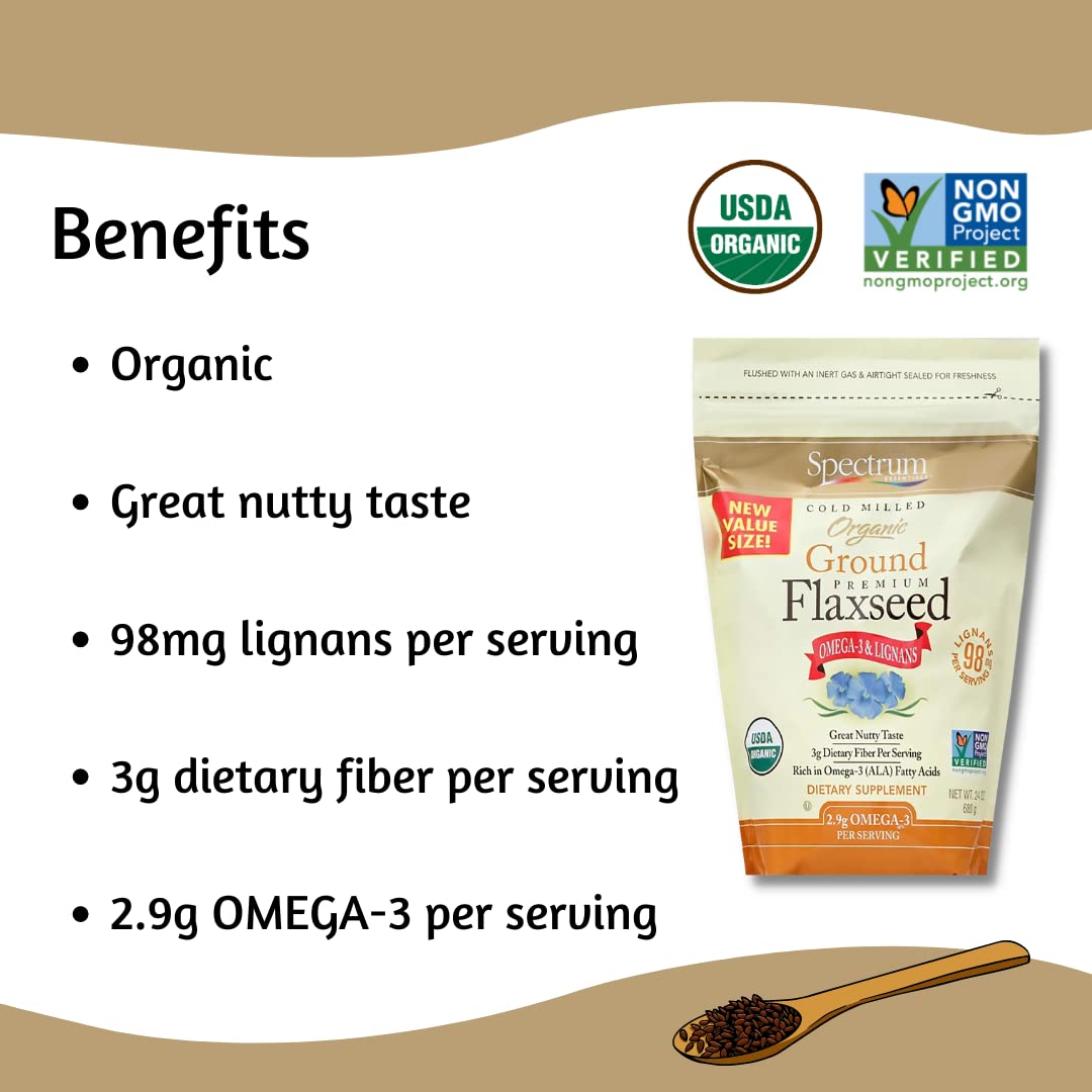 Spectrum Essentials Organic Ground Premium Flaxseed, 24 Oz-3