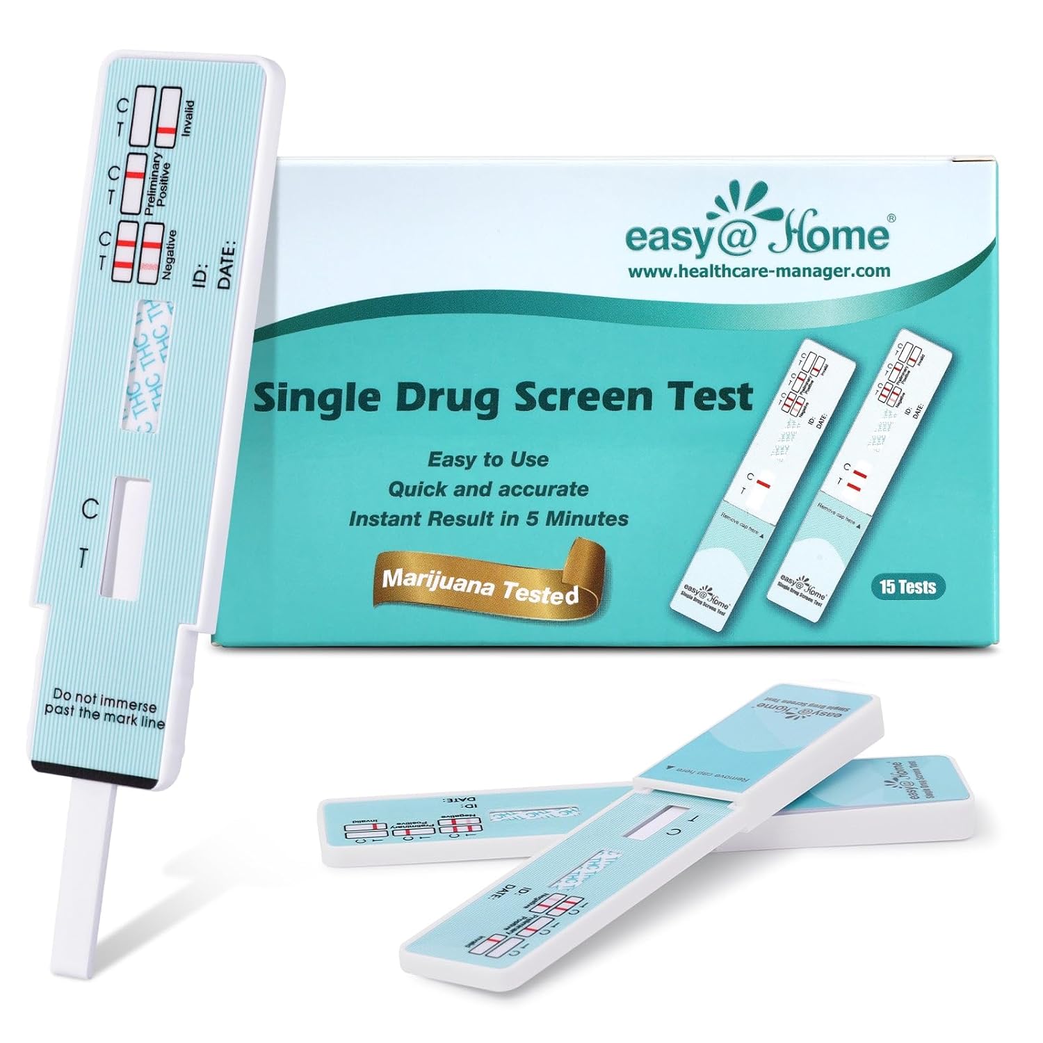 15 Pack Easy@Home Marijuana (THC) Single Panel Drug Tests Kit - #EDTH-114-0