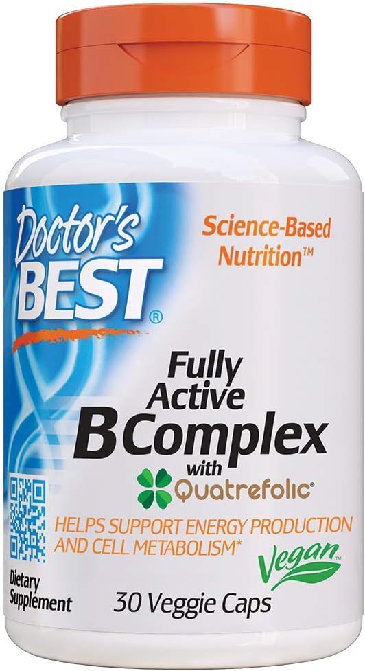 Doctor's Best Fully Active B Complex, Non-GMO, Gluten & Soy Free, Vegan, Supports Energy Production, 30 Count-0