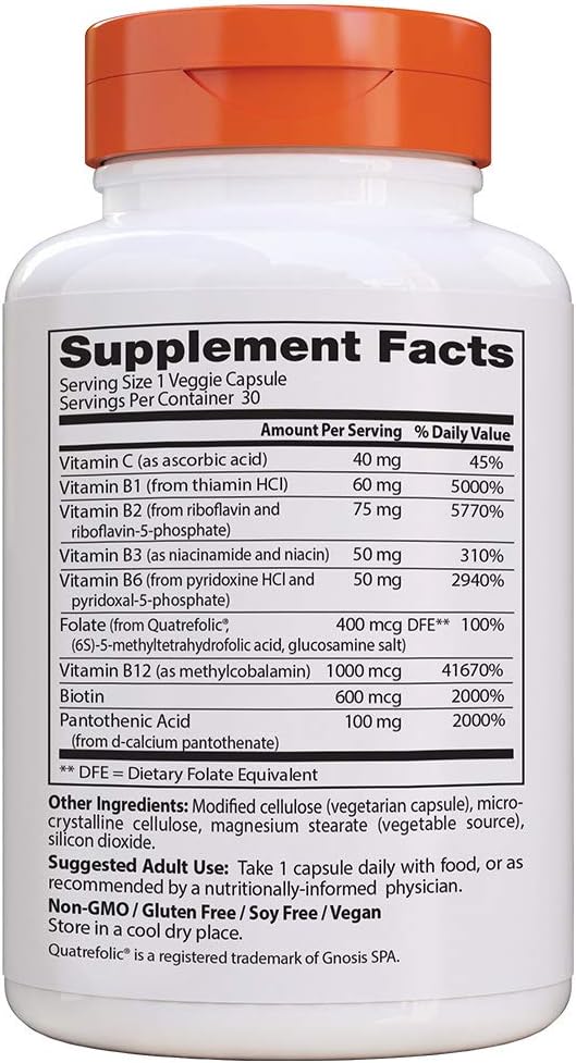 Doctor's Best Fully Active B Complex, Non-GMO, Gluten & Soy Free, Vegan, Supports Energy Production, 30 Count-1