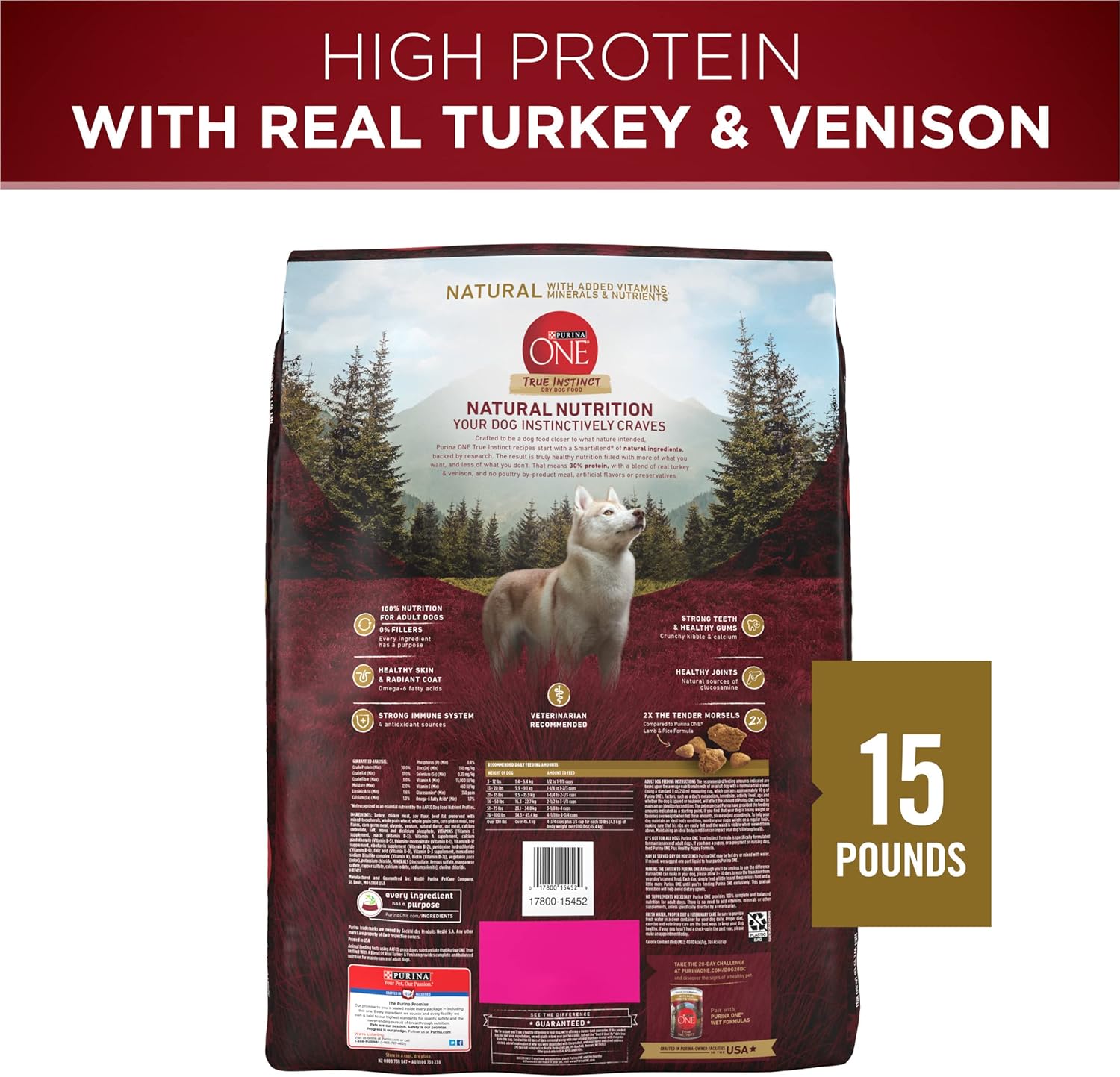 Purina ONE True Instinct With A Blend Of Real Turkey and Venison Dry Dog Food - 15 lb. Bag-5