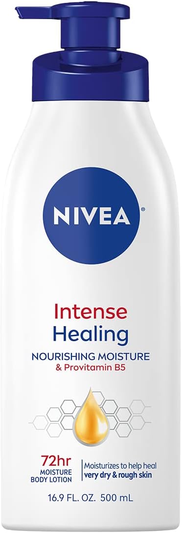 NIVEA Intense Healing Body Lotion for Dry Skin, 72-Hour Moisturizing Lotion with Deep Nourishing Serum and Provitamin B5, 16.9 Fl Oz Pump Bottle-0