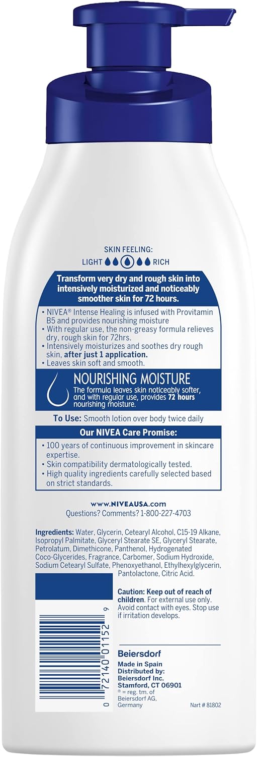 NIVEA Intense Healing Body Lotion for Dry Skin, 72-Hour Moisturizing Lotion with Deep Nourishing Serum and Provitamin B5, 16.9 Fl Oz Pump Bottle-10