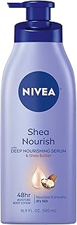 NIVEA Shea Nourish Body Lotion, 48-Hour Moisturizing Shea Butter Lotion for Dry Skin with Deep Nourishing Serum, 16.9 Fl Oz Pump Bottle