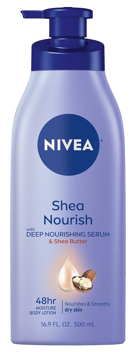 NIVEA Shea Nourish Body Lotion, 48-Hour Moisturizing Shea Butter Lotion for Dry Skin with Deep Nourishing Serum, 16.9 Fl Oz Pump Bottle-0